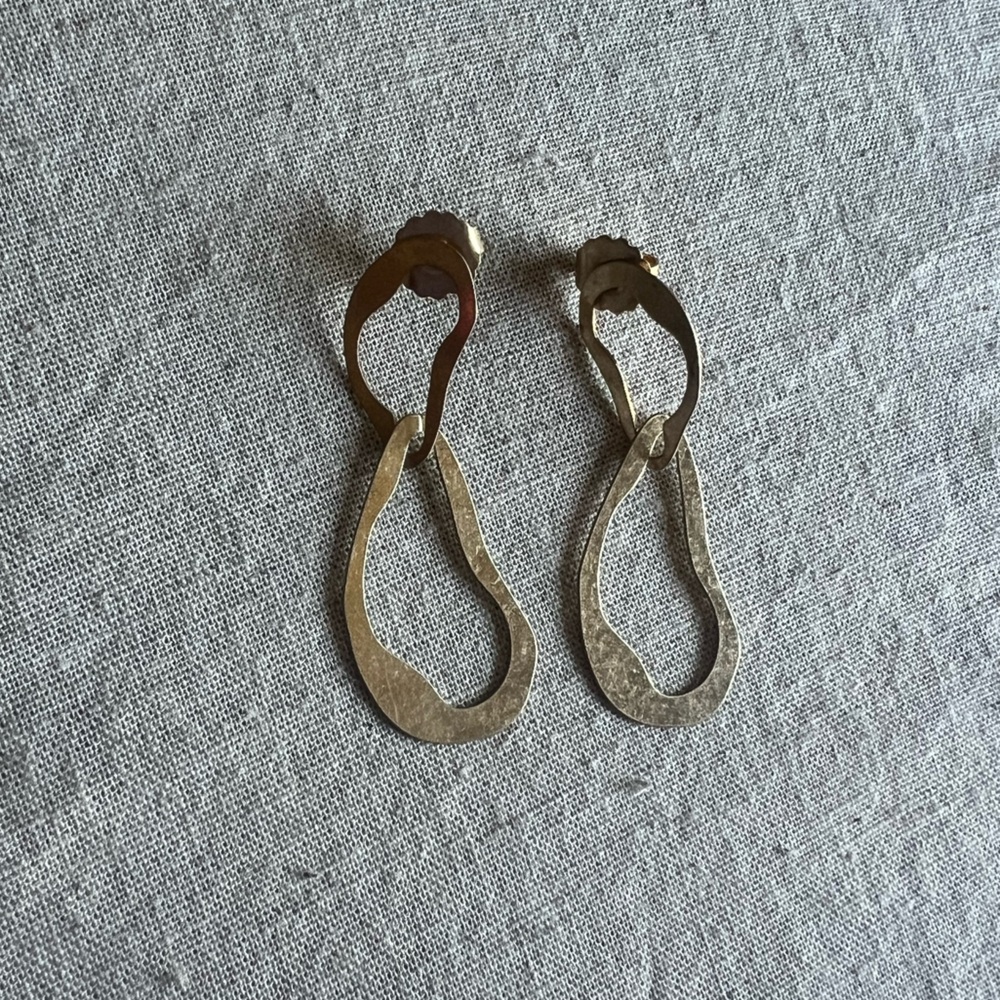 Local Artist Gold-Tone Pierced Organic Shapes Earrings